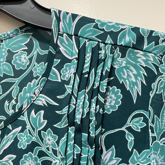 Lauren Conrad Blouse Top Medium Teal Blue Green Floral - Picture 4 of 9